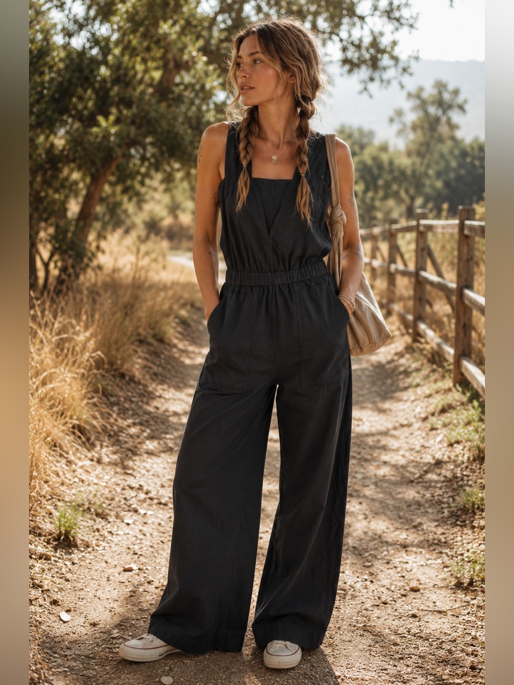 Everlane Fatigue Apron Jumpsuit XS 00 Washed Black Organic Cotton Linen Utility - Picture 9 of 12